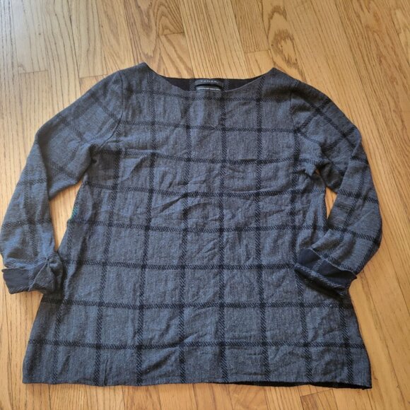 Tahari Womens Gray Plaid Merino Wool Sweater M - Picture 4 of 5